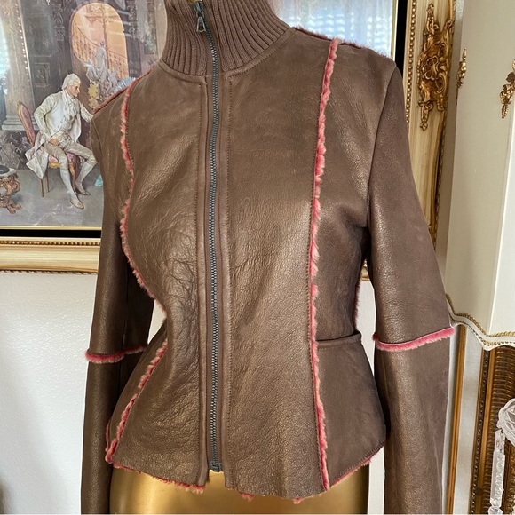 GAS Leather Faux Fur Trim Jacket - Picture 3 of 12
